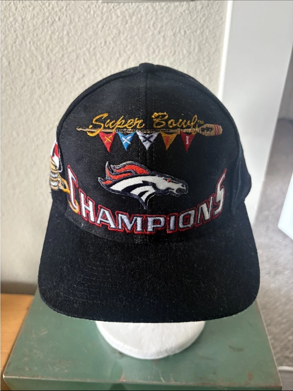 80s 90s Denver Broncos Black Super Bowl Champions Hat